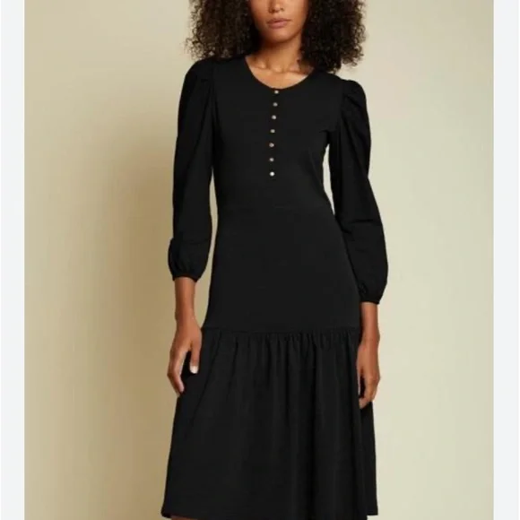 Dresses | Nation Ltd Jet Black Midi Dress Size Medium | Poshmark